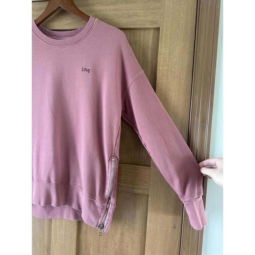 Sundry for Evereve Mauve “Love” Crew Neck Pullover w/ Side Zipper size XS/S (0)​ - Picture 3 of 11